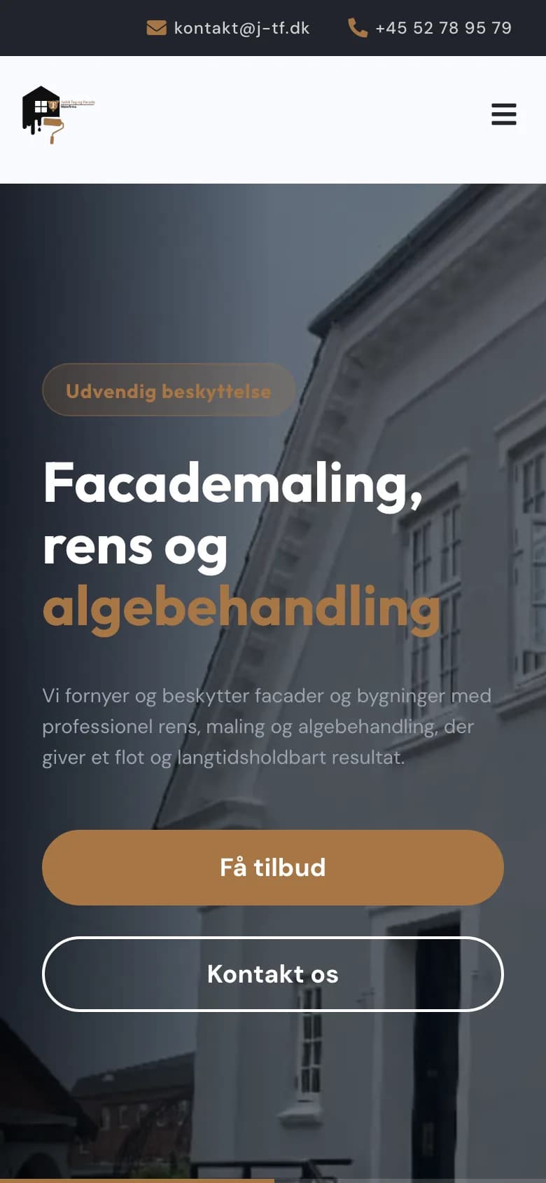 Forsiden af jydsktagogfacade.dk på en mobil