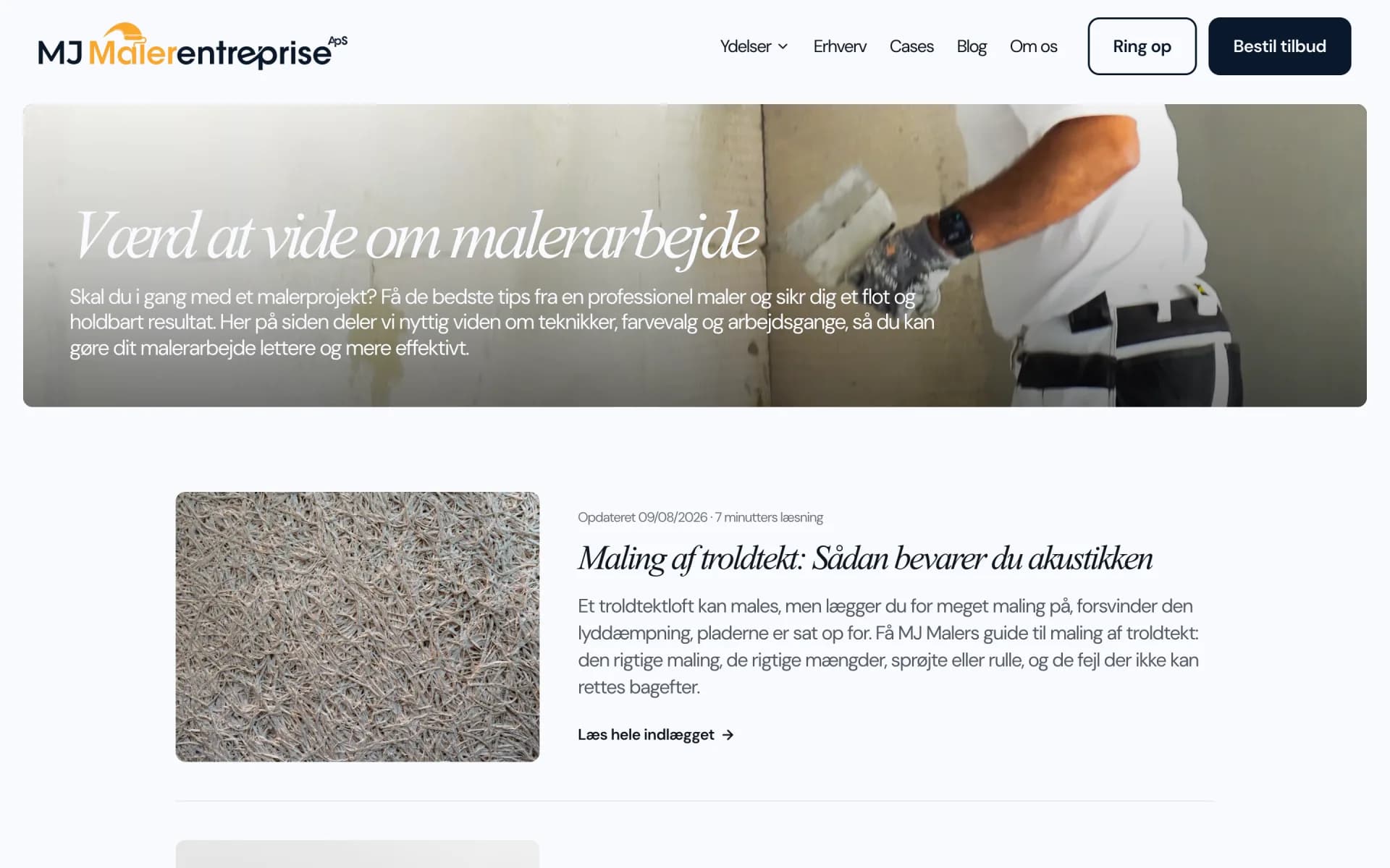 Bloggen på mjmaler.dk med guides om malerarbejde