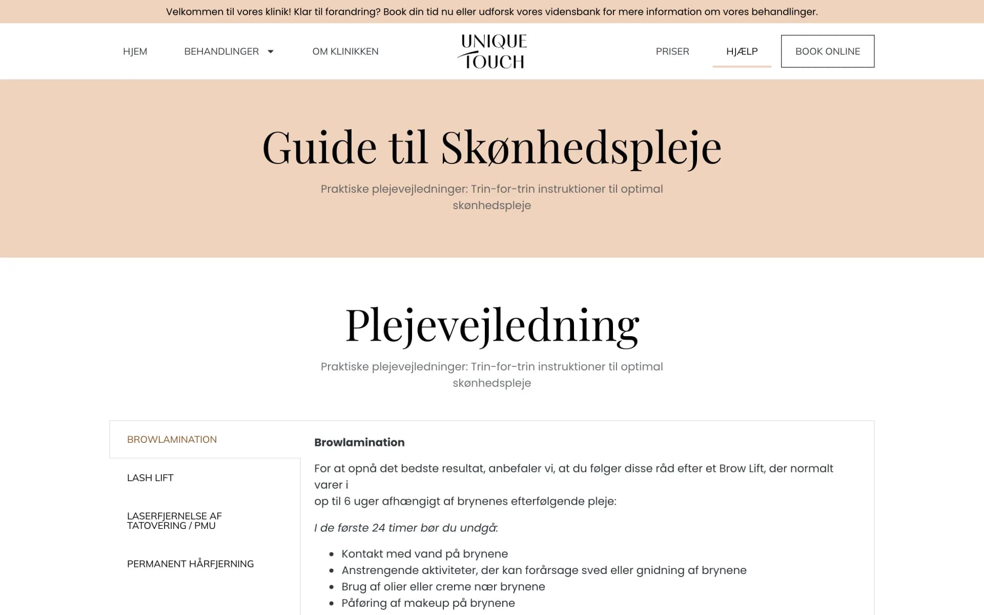 Vidensbanken på utouch.dk med plejevejledninger