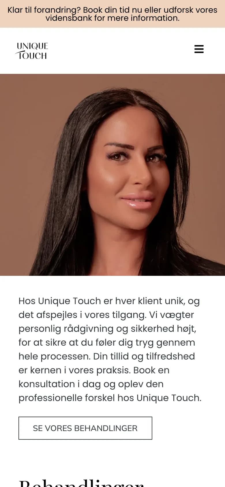 Forsiden af utouch.dk på en mobil